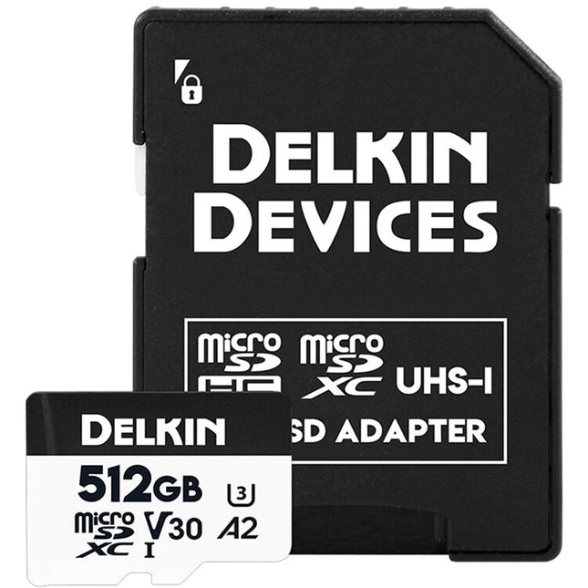 Delkin Devices 512GB microSDXC Tarjeta de Memoria UHS-I V30 con Adaptador SD