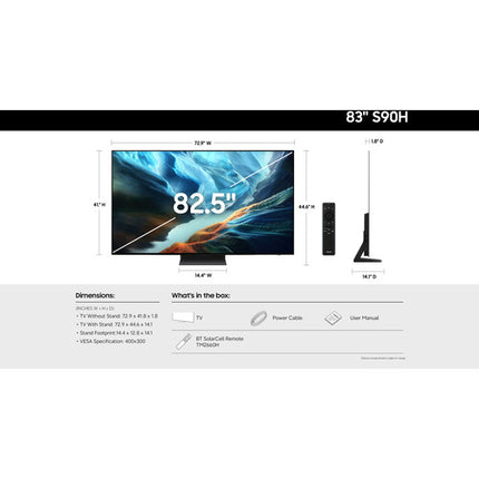 Samsung S90H TV OLED Smart 83" 4K UHD 165Hz HDR+ con mando SolarCell
