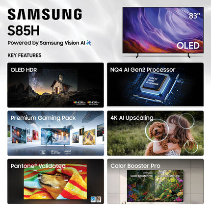 Samsung S85H 83" TV OLED 4K HDR 120Hz Wi-Fi 6E Control SolarCell