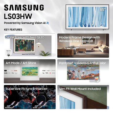 Samsung LS03HW The Frame Pro televisor 85" 4K HDR Quantum Mini-LED 144Hz Slim Fit