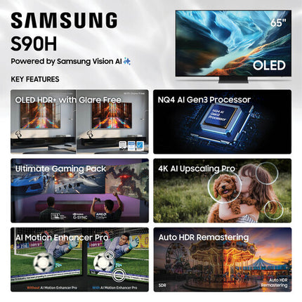 Samsung S90H 65" Smart TV OLED 4K HDR UHD 165 Hz con Mando SolarCell