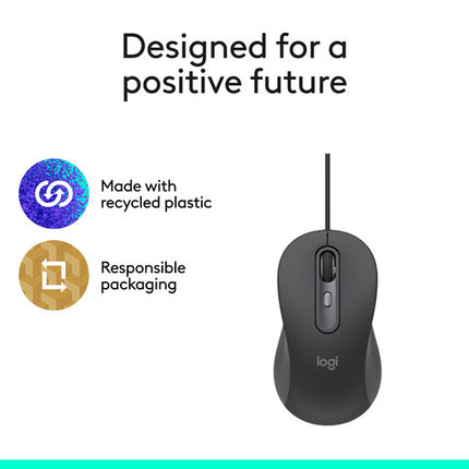 Logitech Signature M520 L Ratón con cable USB-C 4000 dpi 4 botones programables