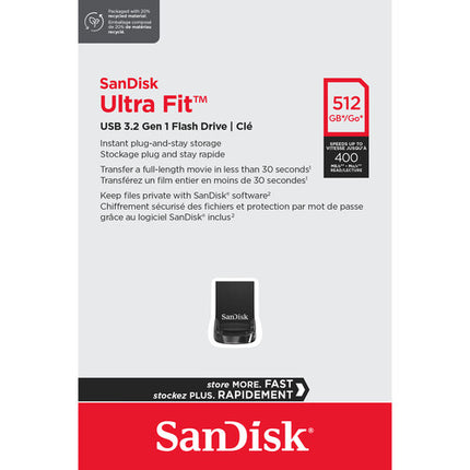 SanDisk 512GB Ultra Fit USB 3.2 Gen 1 Memoria Flash 400MB/s Velocidad