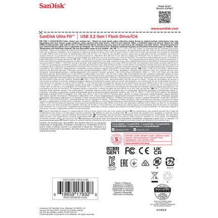 SanDisk 512GB Ultra Fit USB 3.2 Gen 1 Memoria Flash 400MB/s Velocidad