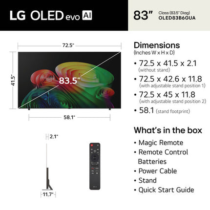 LG B6 TV OLED inteligente 83" UHD 4K 120 Hz Magic Remote incluido