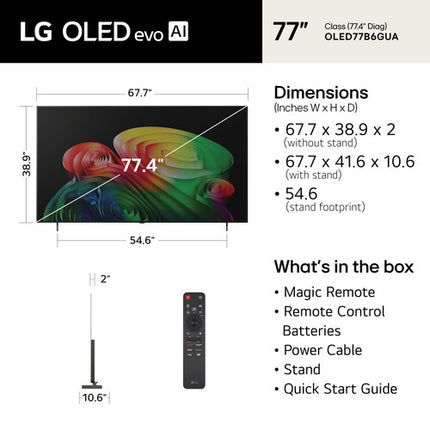 LG B6 77 pulgadas TV OLED Smart 4K UHD 120 Hz Magic Remote