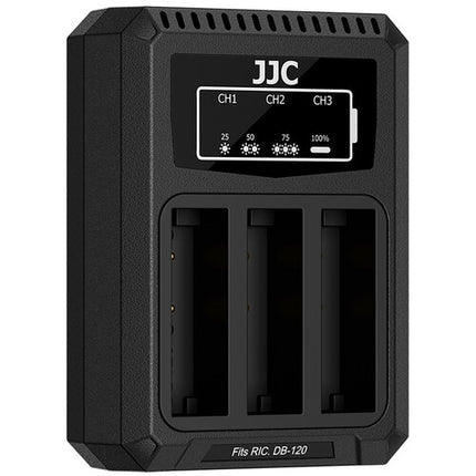 JJC Cargador Múltiple para Baterías Ricoh DB-120 Carga Triple USB-C