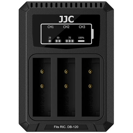 JJC Cargador Múltiple para Baterías Ricoh DB-120 Carga Triple USB-C