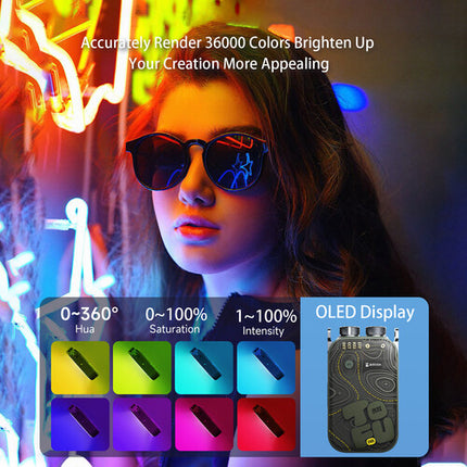 PHOTOOLEX TOFU BRO Luz LED RGB portátil 375 Lux Batería 7500mAh Kit básico
