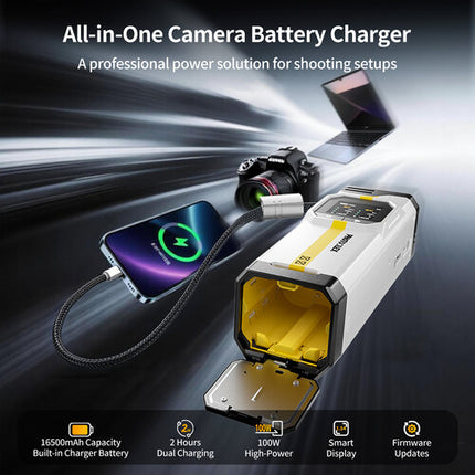 PHOTOOLEX BB Pro Cargador portátil para baterías FUJIFILM NP-W235 16500mAh Dos bahías USB-C