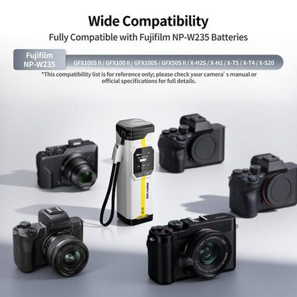PHOTOOLEX BB Pro Cargador portátil para baterías FUJIFILM NP-W235 16500mAh Dos bahías USB-C