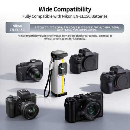 PHOTOOLEX BB Pro Cargador Portátil para Baterías Nikon EN-EL15C 16500mAh Dos Bahías