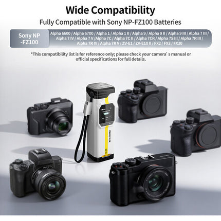 PHOTOOLEX BB Pro Cargador Portátil para Baterías Sony NP-FZ100 16500mAh Doble Bahía