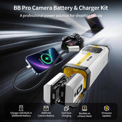 PHOTOOLEX BB Pro Cargador portátil y batería NP-FZ100 16500mAh 2 unidades