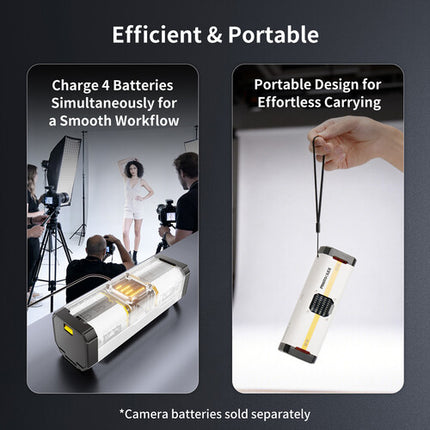 PHOTOOLEX BB4 Cargador de 4 Ranuras para Baterías Canon LP-E6P con Pantalla LED y Entrada USB-C