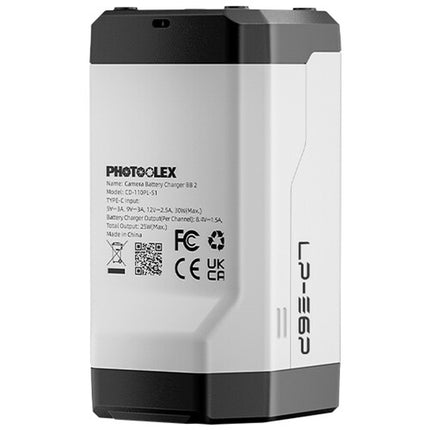 PHOTOOLEX BB2 Cargador para Baterías Canon LP-E6P 2 Bahías USB-C 2 Horas