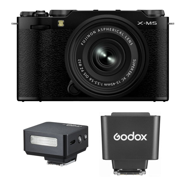 FUJIFILM X-M5 Cámara Sin Espejo 26.1MP 6.2K Vídeo 15-45mm Kit Flash Godox