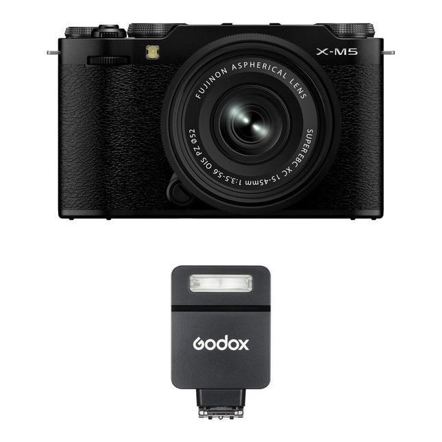 FUJIFILM X-M5 Cámara Sin Espejo 26.1MP Con Lente 15-45mm y Flash Godox
