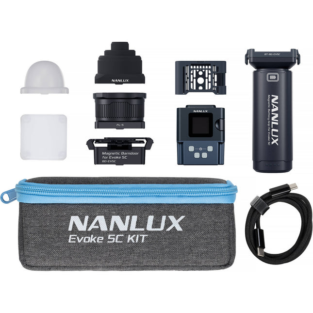 Nanlux Evoke 5C Foco LED RGB Kit con Fresnel y Batería 496 Lux