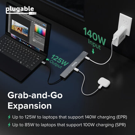 Plugable 10 en 1 Hub USB-C 3.2 Gen 2 con Salida 8K30 y Carga 140W