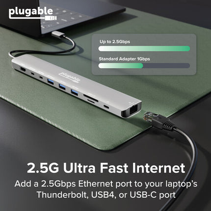 Plugable 10 en 1 Hub USB-C 3.2 Gen 2 con Salida 8K30 y Carga 140W