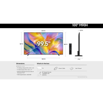 Samsung M90H TV Mini-LED Smart 100" 4K HDR 144 Hz 3 HDMI
