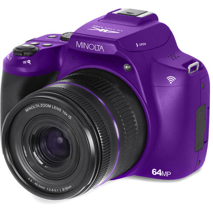Minolta MNB10Z Cámara Digital Morada 64MP Zoom Óptico 10x 32GB