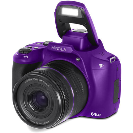Minolta MNB10Z Cámara Digital Morada 64MP Zoom Óptico 10x 32GB