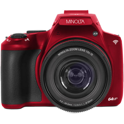 Minolta MNB10Z Cámara Digital Roja 64MP Zoom 10x 32GB Incluida