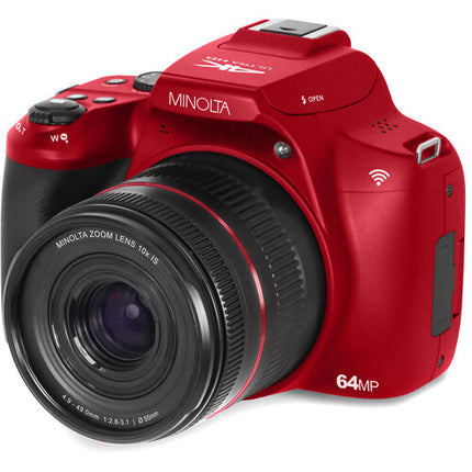 Minolta MNB10Z Cámara Digital Roja 64MP Zoom 10x 32GB Incluida