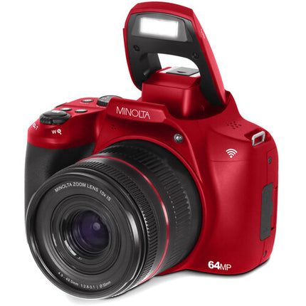 Minolta MNB10Z Cámara Digital Roja 64MP Zoom 10x 32GB Incluida