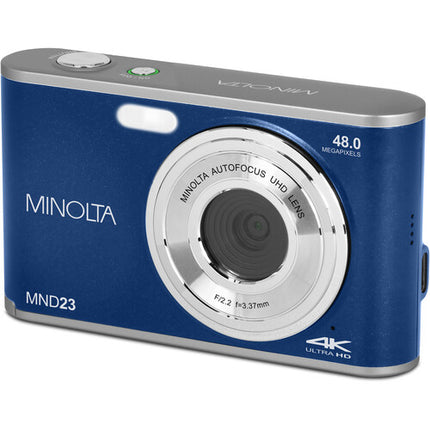 Minolta MND23 Cámara Digital Azul 48MP Zoom 16x Video 2.7K 32GB