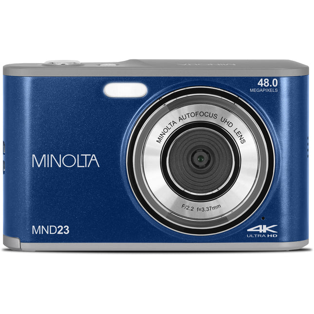 Minolta MND23 Cámara Digital Azul 48MP Zoom 16x Video 2.7K 32GB