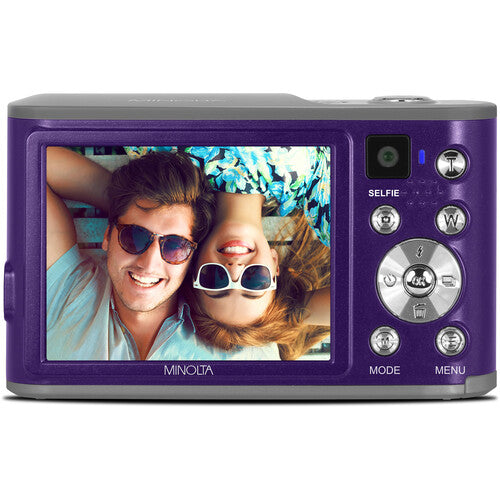Minolta MND23 Cámara Digital Morada 48MP Zoom 16x Video 2.7K 32GB