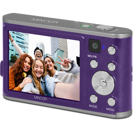 Minolta MND23 Cámara Digital Morada 48MP Zoom 16x Video 2.7K 32GB