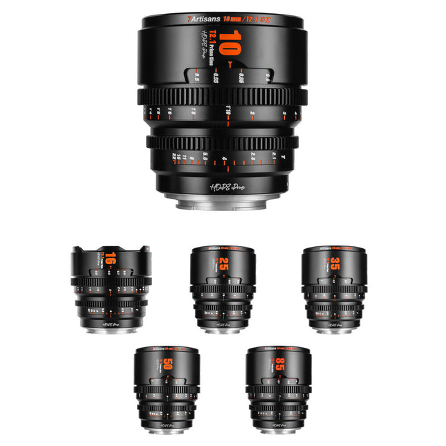 7Artisans Hope S35 Cine Kit de 6 lentes Sony E F2.1 10-85mm cine estándar