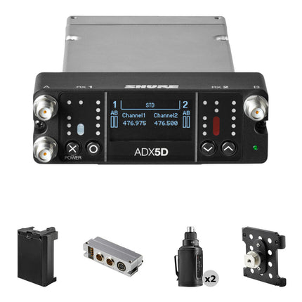 Shure Axient Digital Sistema Inalámbrico Dual Canal Portátil con Transmisores ADX3 y Montura Zapata