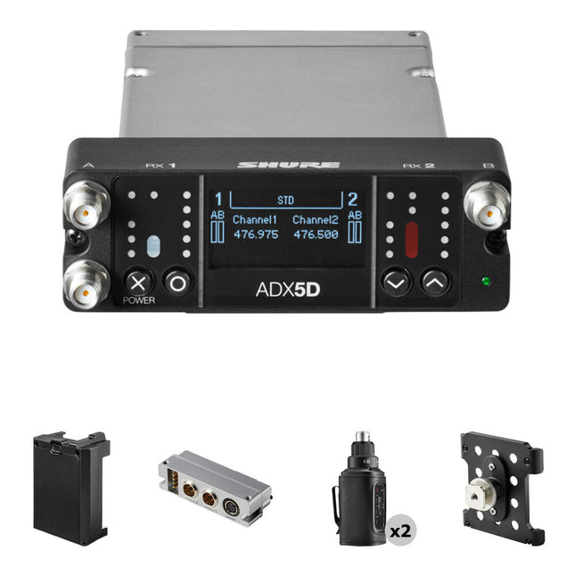 Shure Axient Digital Sistema Inalámbrico Dual Canal Portátil con Transmisores ADX3 y Montura Zapata