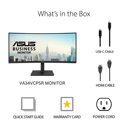 ASUS VA34VCPSR Monitor Curvo Ultrapanorámico 34" 1440p HDR USB-C 96W