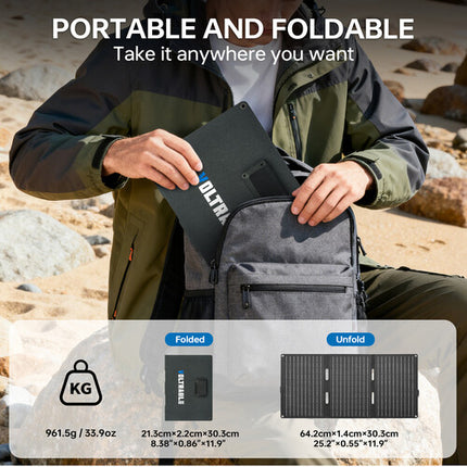 Voltrable Panel Solar Plegable 30W IP65 USB-C USB-A 23% Eficiencia