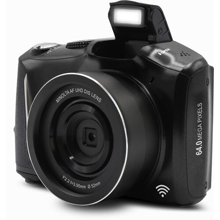 Minolta MND55 Cámara Digital Negra 64MP Zoom 16x 4K UHD 60fps