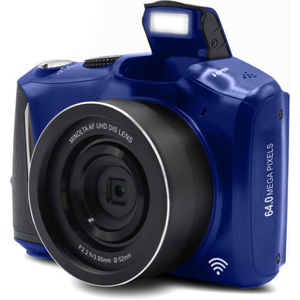 Minolta MND55 Cámara Digital Azul 64MP Zoom 16x Video 4K 60fps