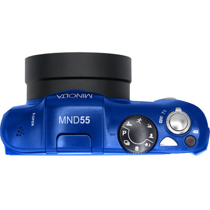 Minolta MND55 Cámara Digital Azul 64MP Zoom 16x Video 4K 60fps