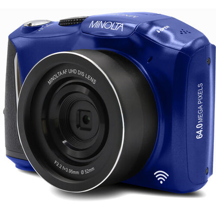 Minolta MND55 Cámara Digital Azul 64MP Zoom 16x Video 4K 60fps