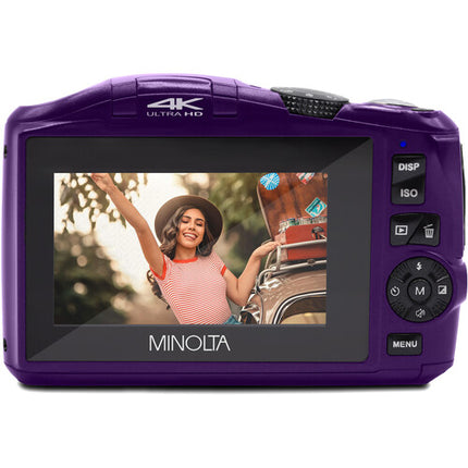 Minolta MND55 Cámara Digital Morada 64MP Zoom 16x Vídeo 4K 60fps