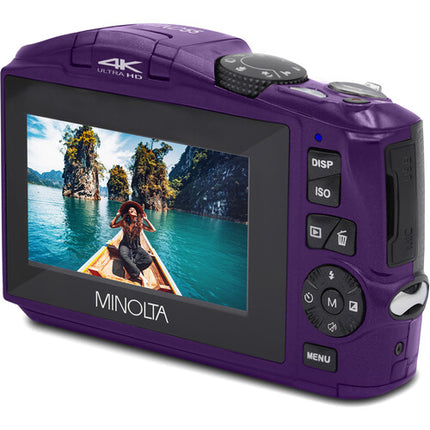 Minolta MND55 Cámara Digital Morada 64MP Zoom 16x Vídeo 4K 60fps