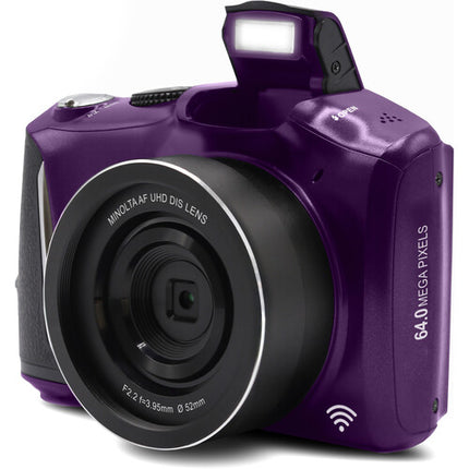 Minolta MND55 Cámara Digital Morada 64MP Zoom 16x Vídeo 4K 60fps