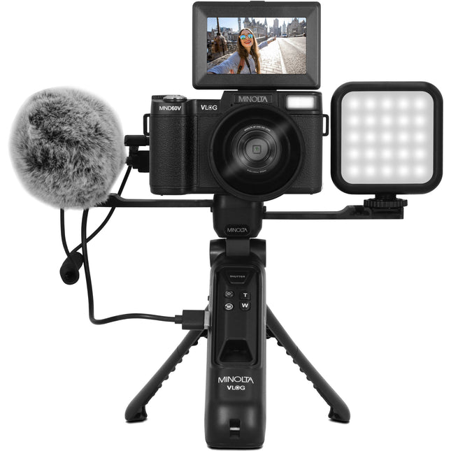 Minolta MND60V Kit para Vlogging 12MP 4K 60fps con Lentes y Micrófono