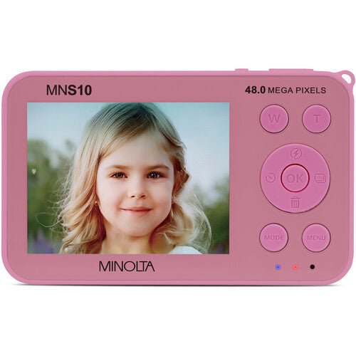 Minolta MNS10 Cámara Digital Rosa 48MP 4K Vídeo 2.9" LCD microSD 32GB