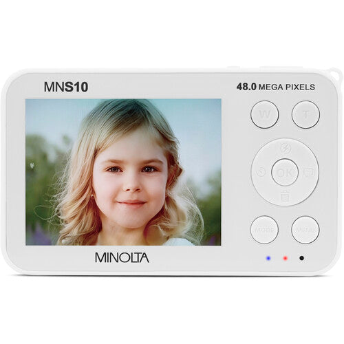 Minolta MNS10 Cámara Digital Blanca 48MP 4K Video 32GB microSD